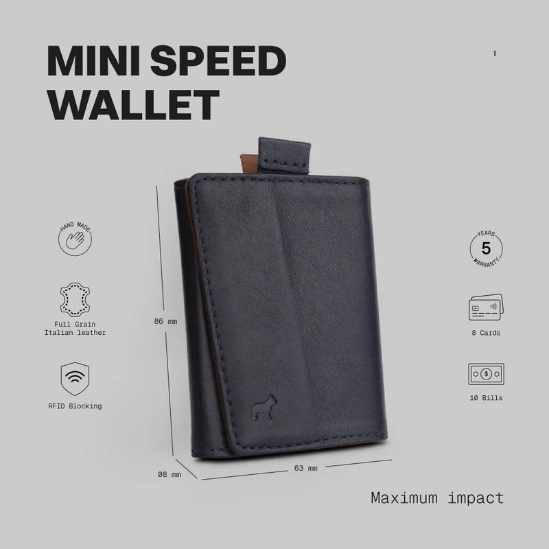 The Frenchie Co. - Speed Wallet Mini - Ultra-Slim RFID Blocking Card Holder - Full-Grain Italian Leather Minimalist Front Pocket Wallet - Quick-Access Pull Tab, Holds up to 4 Cards & Folded Cash - Image 2